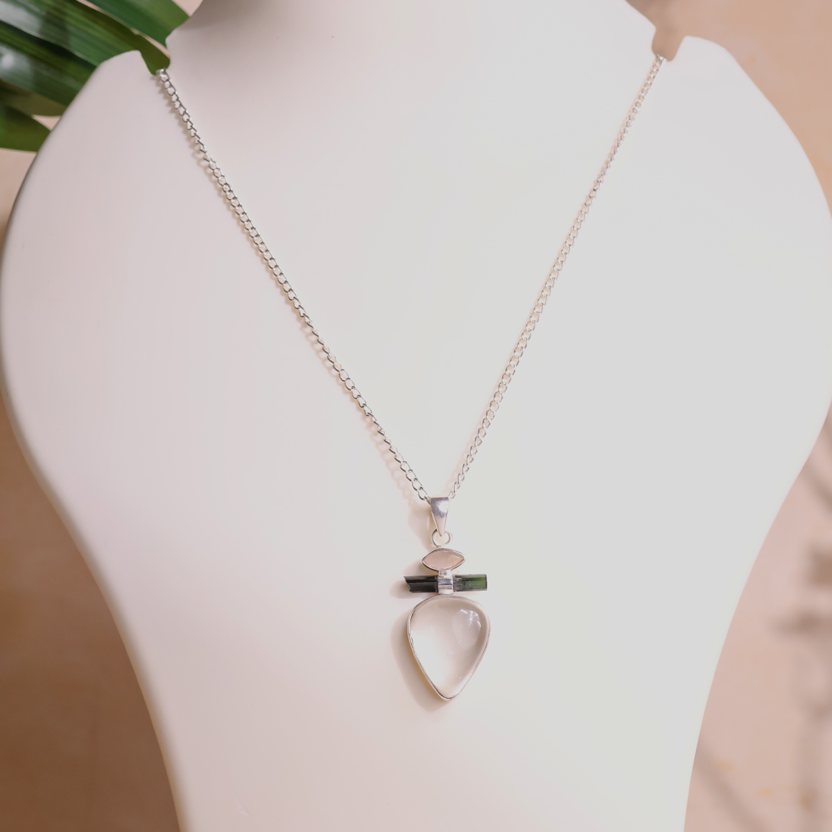 Rose Quartz With B T & CQ Pendant Silver-Shubhanjali Store (4) rose quartz with b t & cq pendant silver