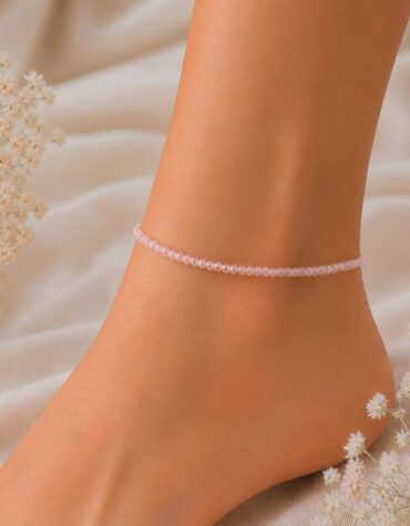 rose quartz faceted anklet 2 mm