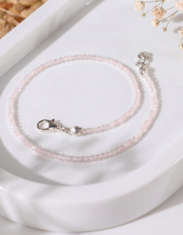 rose quartz faceted anklet 2 mm