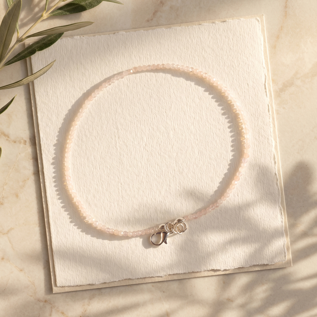 Rose Quartz faceted anklet 2mm-Shubhanjali Store (4) rose quartz faceted anklet 2 mm