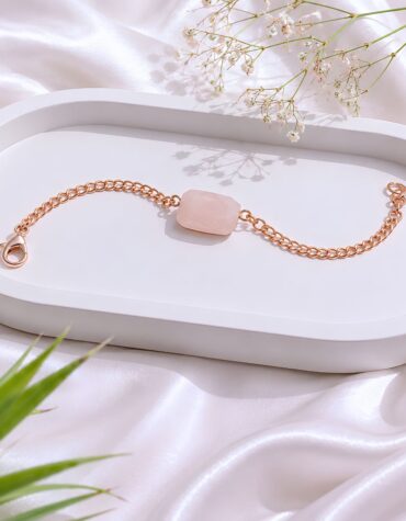 rose quartz faceted single tumble bracelet