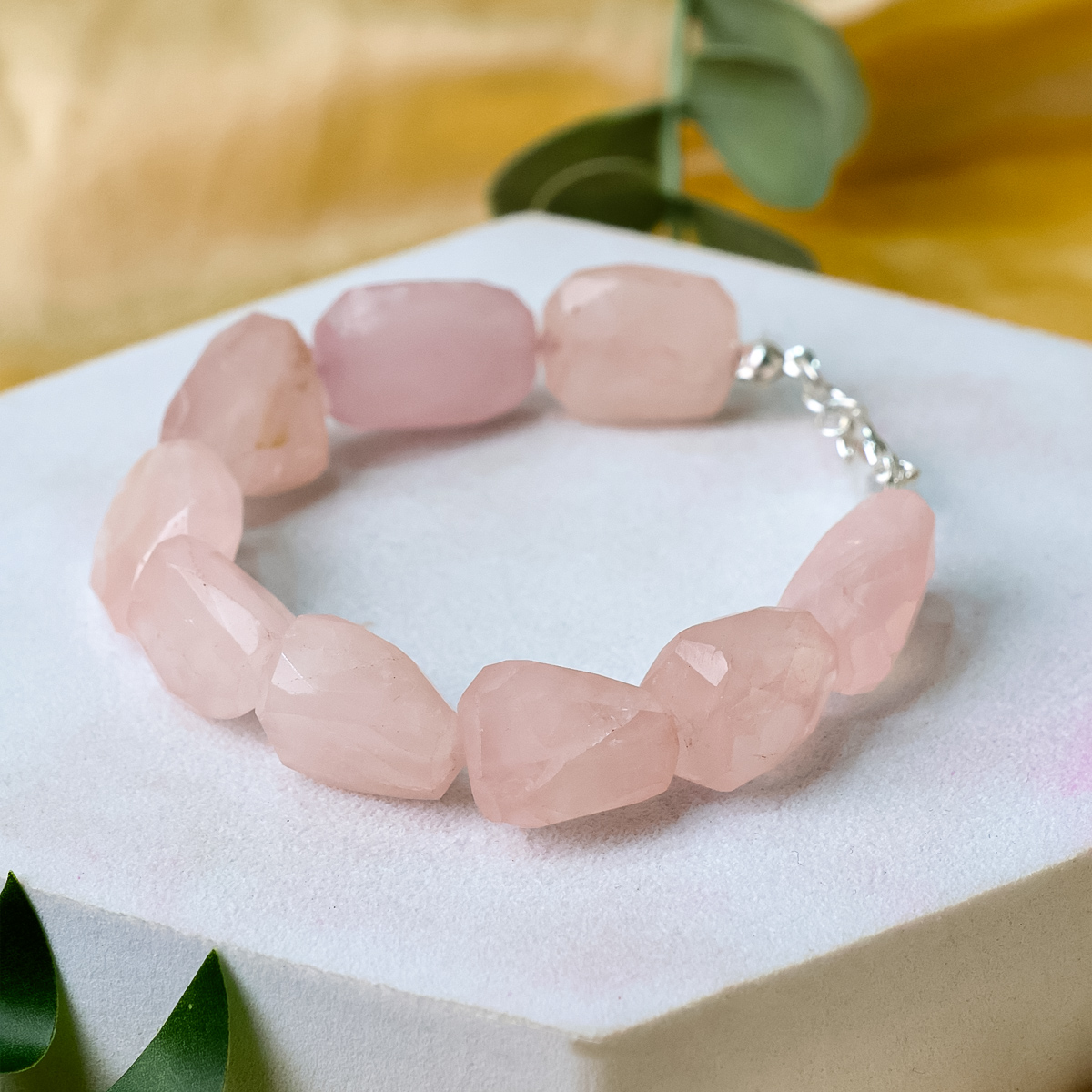 Rose Quartz faceted tumble bracelet -Shubhanjali Store (4) rose quartz faceted tumble bracelet