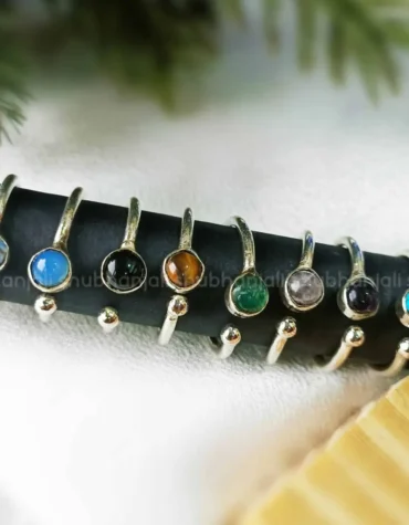 round crystal stone alloy metal adjustable small ring