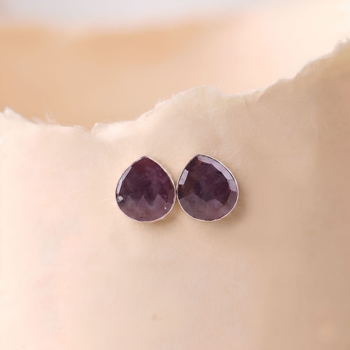Ruby Corundum Big Studd-Shubhanjali Store (1) ruby corundum big studd earring silver 5 6 gms
