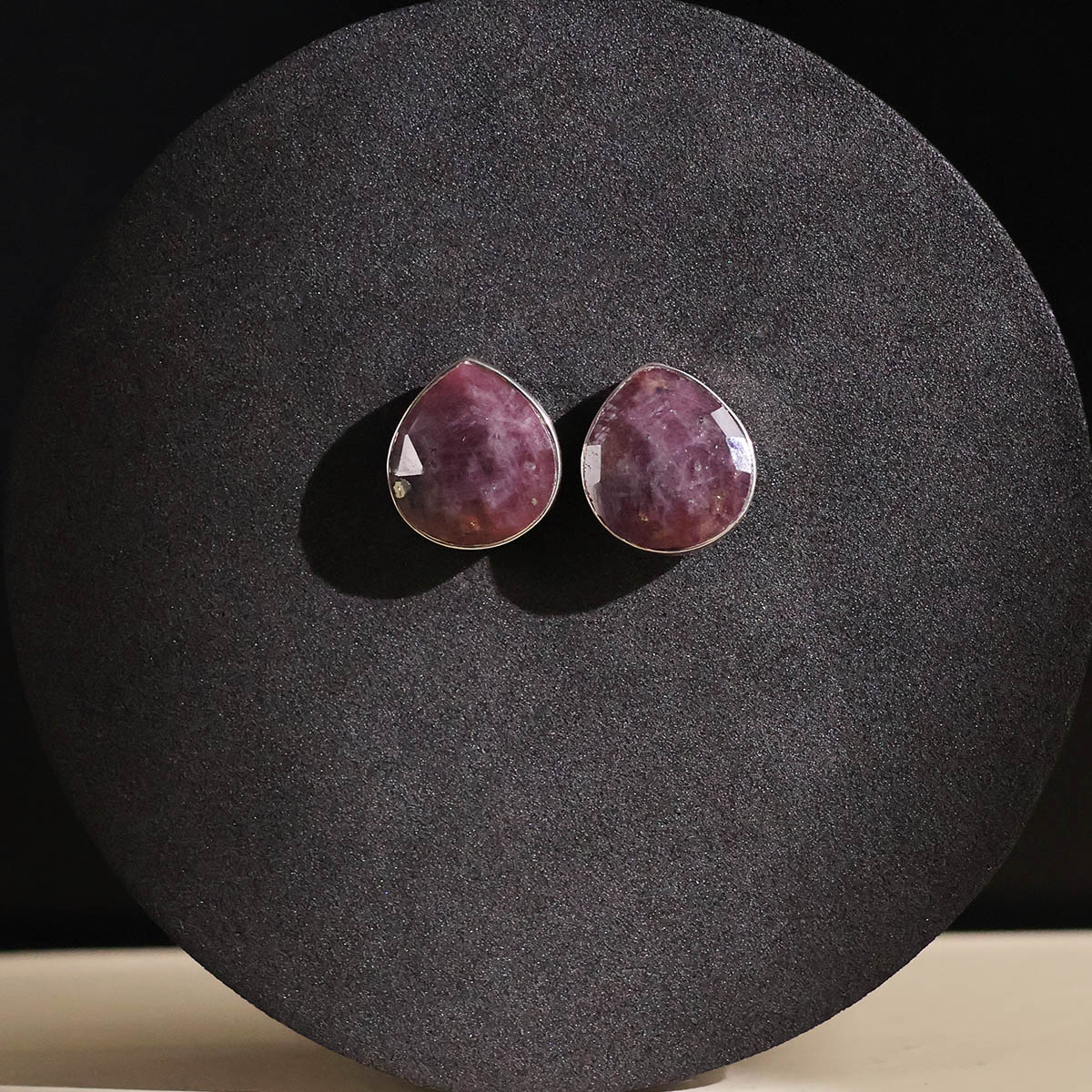 Ruby Corundum Big Studd-Shubhanjali Store (2) ruby corundum big studd earring silver 5 6 gms