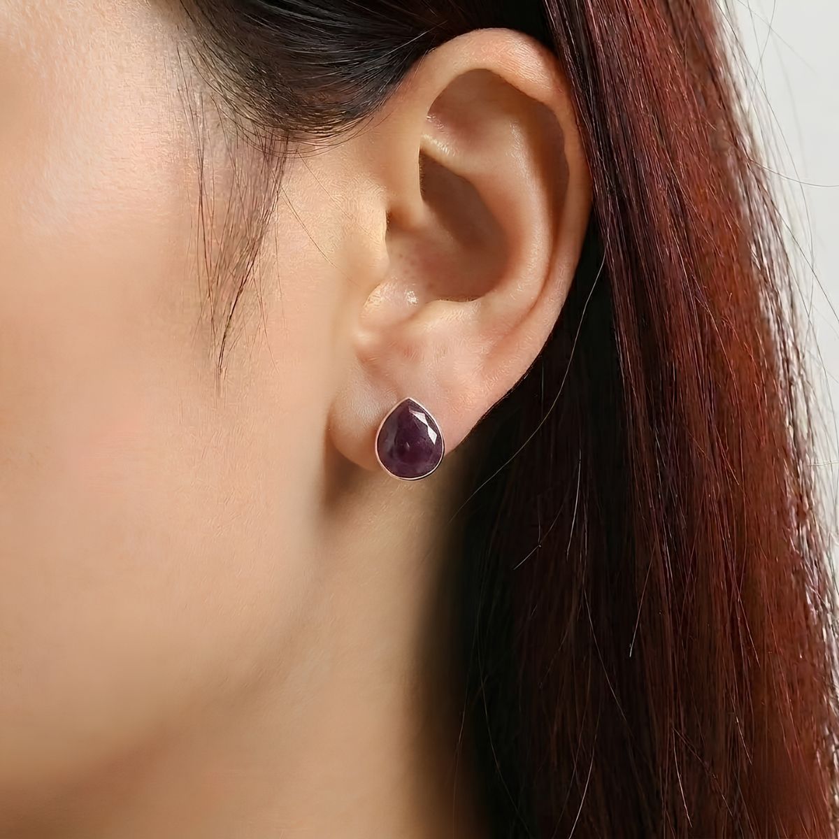 Ruby Corundum Big Studd-Shubhanjali Store (3) ruby corundum big studd earring silver 5 6 gms