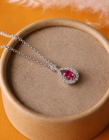 ruby drop design pendant silver