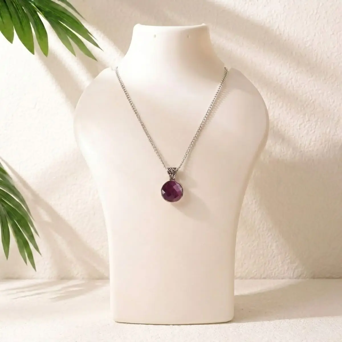Ruby Round Silver Pendant (3) ruby round silver pendant