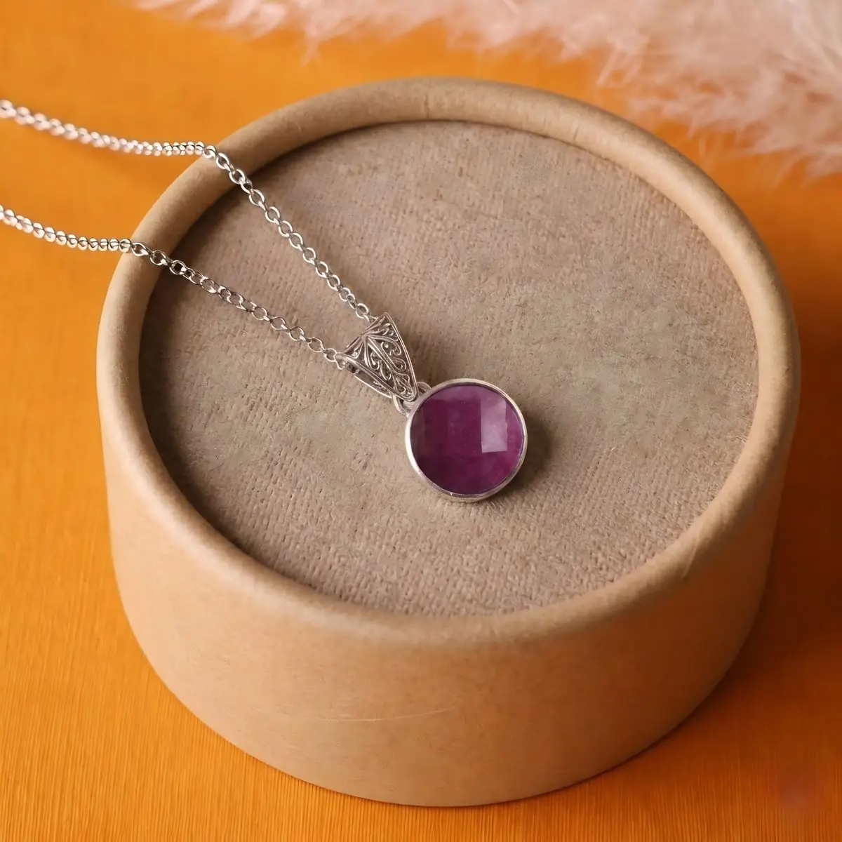 Ruby Round Silver Pendant (4) ruby round silver pendant