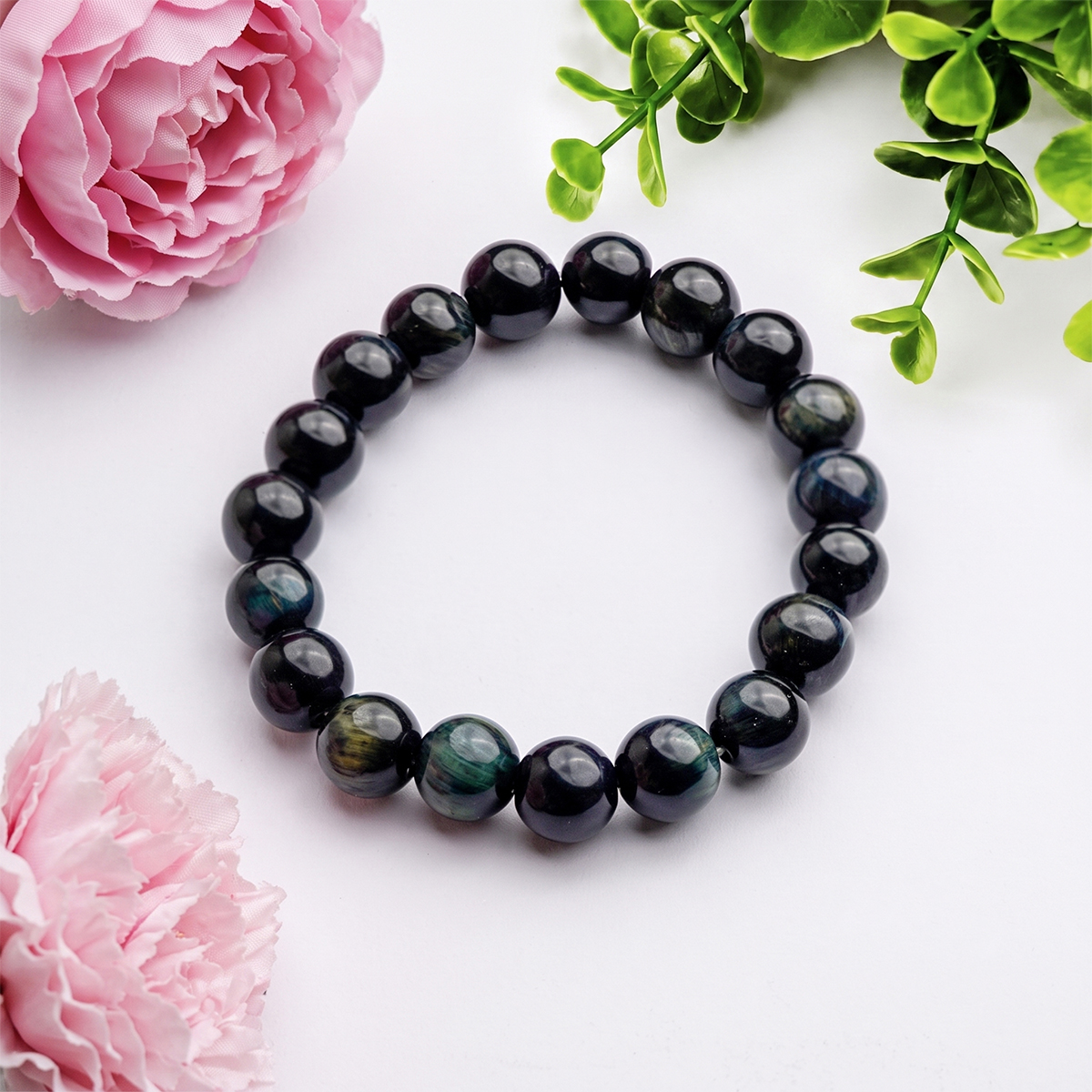 Shubhanjali Store - Blue Tiger Eye bracelet 10mm (2) blue tiger eye bracelet 10mm