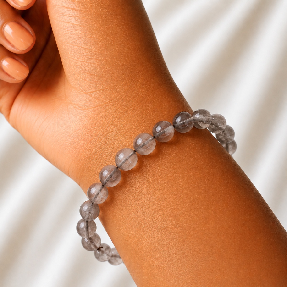 Silver Rutile Bracelet-Shubhanja;i (1) silver rutile bracelet 8mm