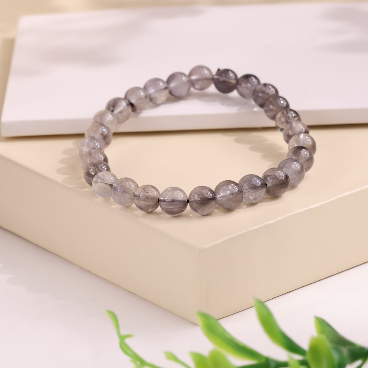 Silver Rutile Bracelet-Shubhanja;i (2) silver rutile bracelet 8mm