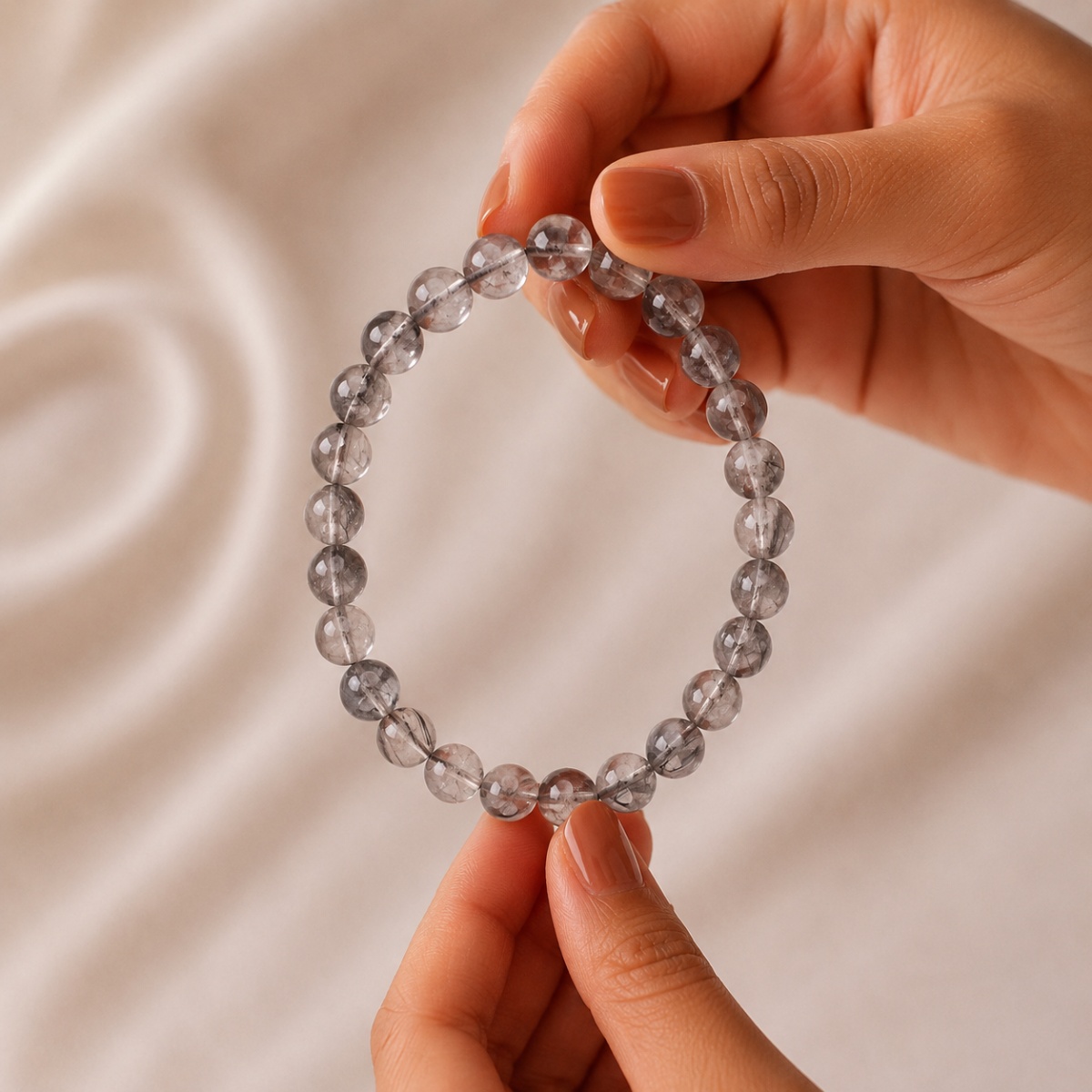 Silver Rutile Bracelet-Shubhanja;i (4) silver rutile bracelet 8mm