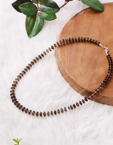 smokey quartz bati big faceted necklace