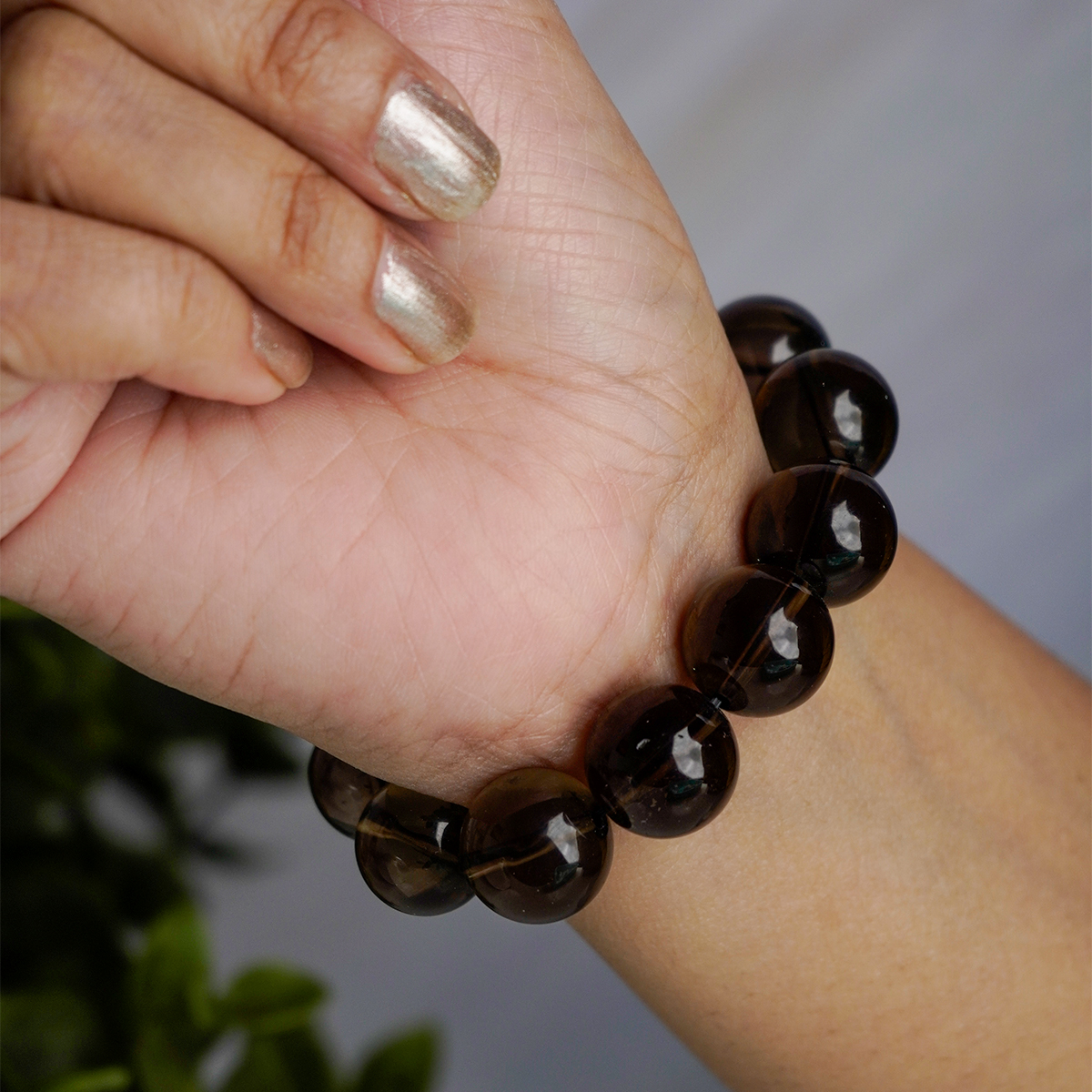 Smokey Quartz Bracelet-Shubhanjali store (5) smokey quartz bracelet 14mm