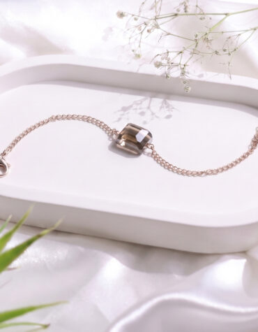 smokey quartz faceted single tumble bracelet