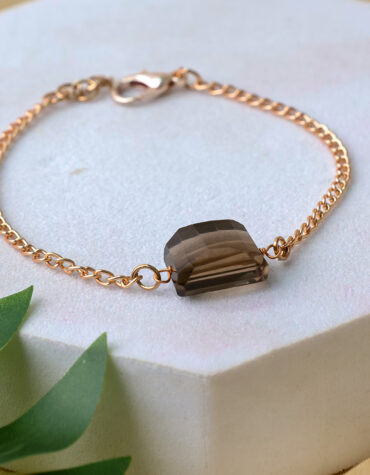 smokey quartz faceted single tumble bracelet