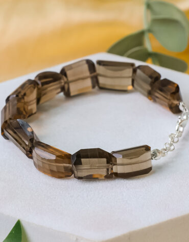 smokey quartz faceted tumble bracelet
