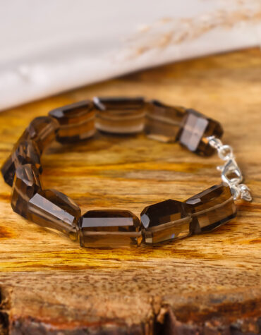 smokey quartz faceted tumble bracelet