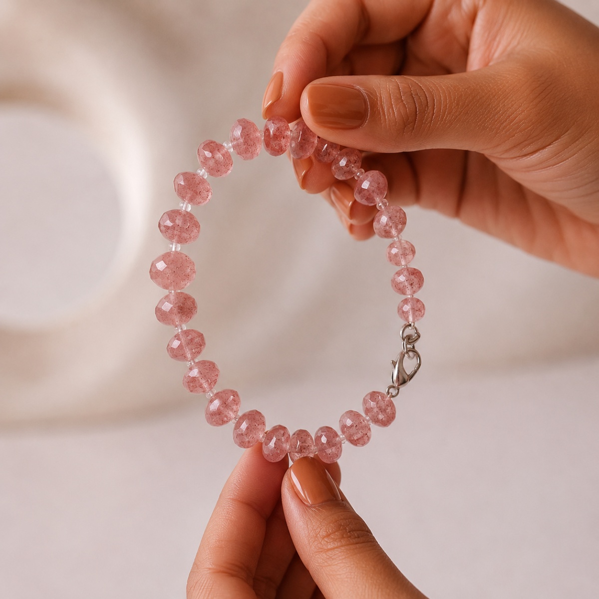 Strawberry Quartz Bati Faceted Big Bracelet-SHubhanjali Store (1) strawberry quartz bati faceted big bracelet