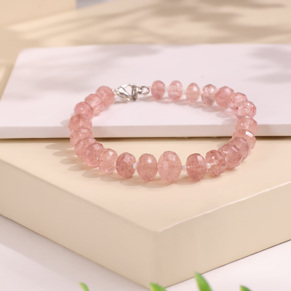 Strawberry Quartz Bati Faceted Big Bracelet-SHubhanjali Store (4) strawberry quartz bati faceted big bracelet