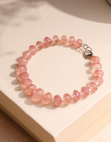 strawberry quartz bati faceted big bracelet