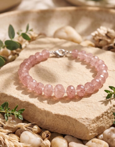 strawberry quartz bati faceted big bracelet