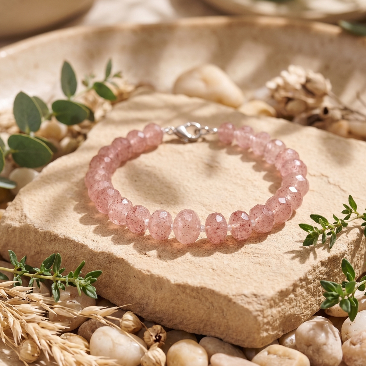 Strawberry Quartz Bati Faceted Big Bracelet-SHubhanjali Store (6) strawberry quartz bati faceted big bracelet