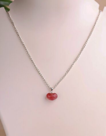 strawberry quartz heart pendant silver