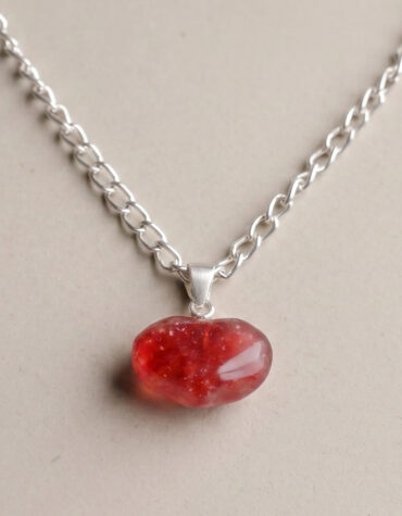 strawberry quartz heart pendant silver