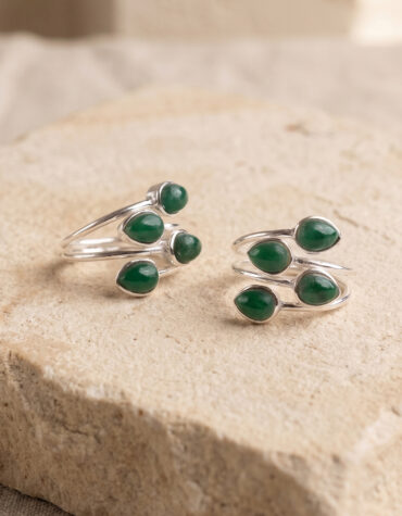 green aventurine 4 stone ring silver
