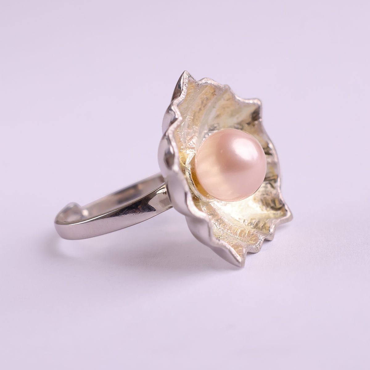 Untitled-5 mother of pearl flower silver ring