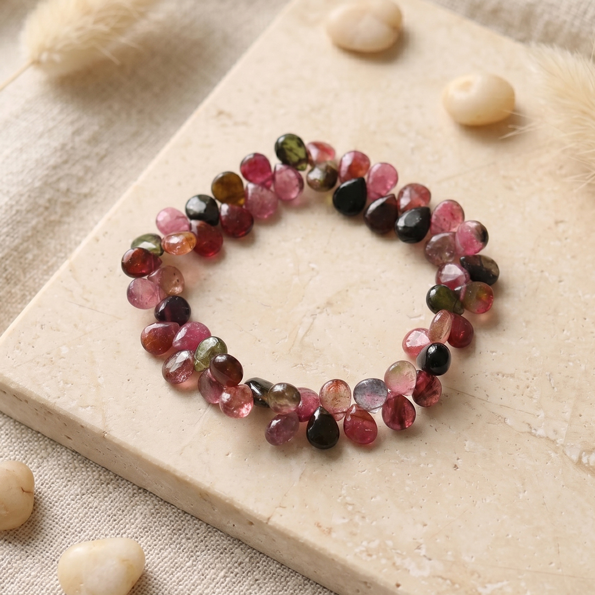 Watermelon Tourmaline Drop Beads Bracelet-Shubhanjali Store (1) watermelon tourmaline drop beads bracelet