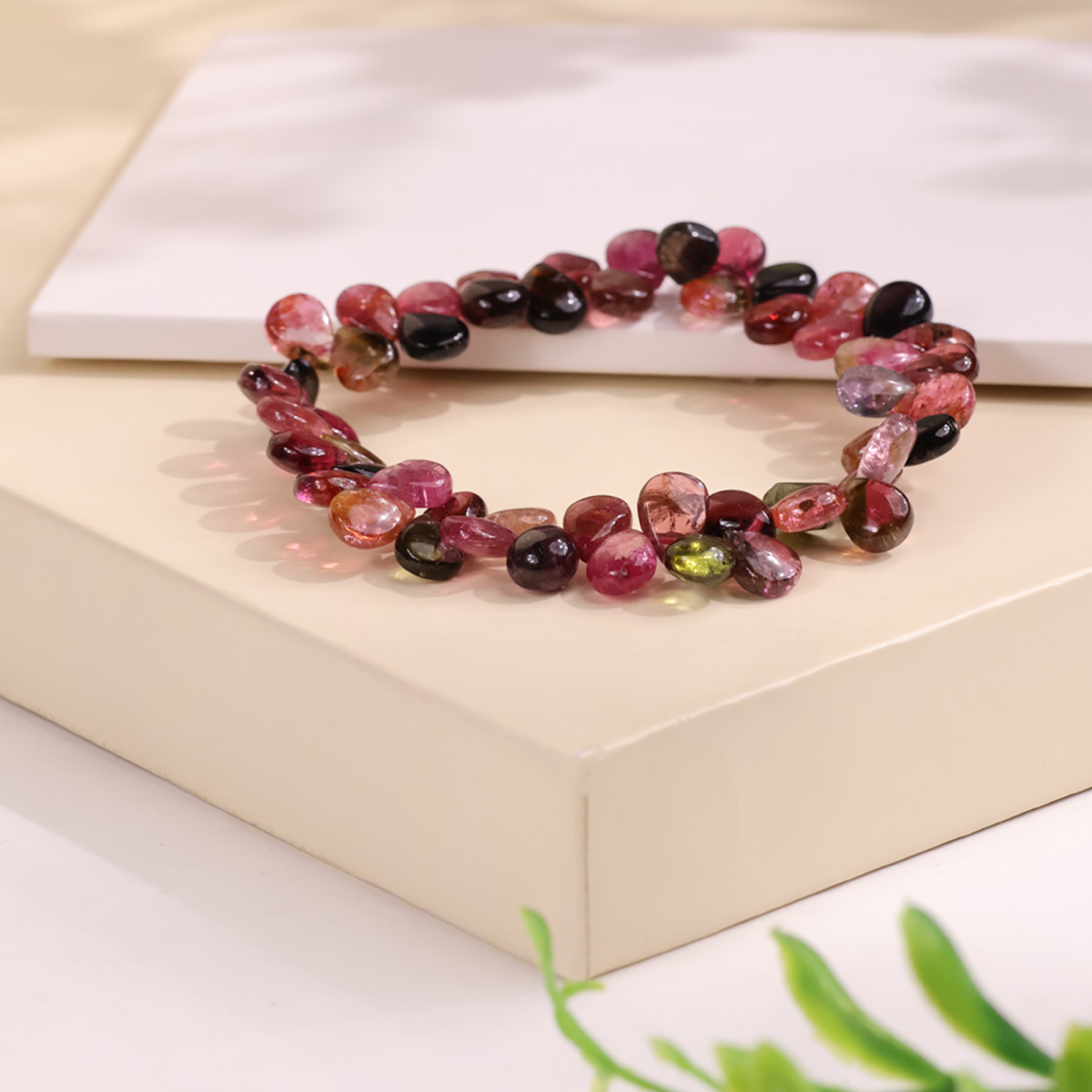 Watermelon Tourmaline Drop Beads Bracelet-Shubhanjali Store (3) watermelon tourmaline drop beads bracelet