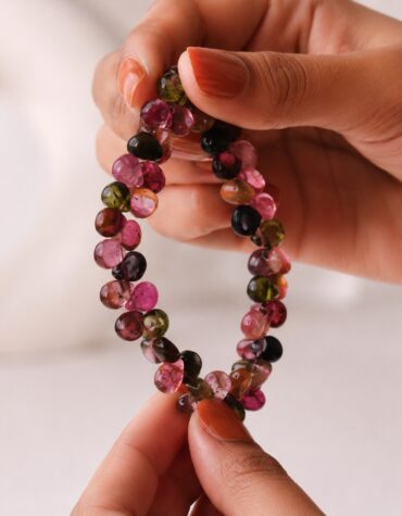 watermelon tourmaline drop beads bracelet