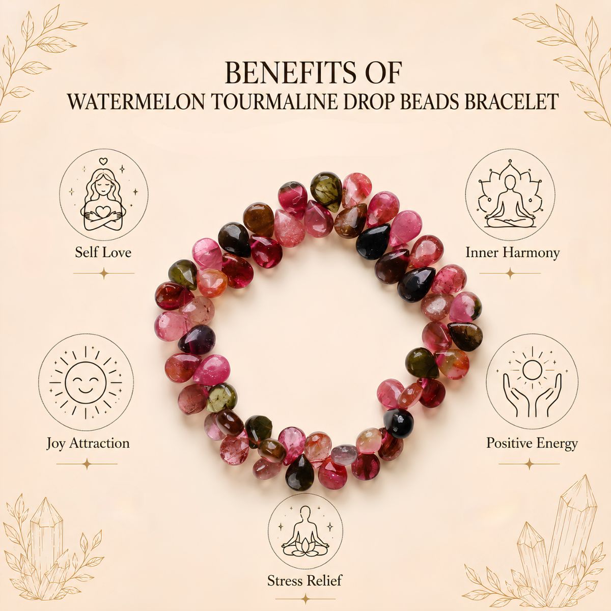 Watermelon Tourmaline Drop Beads Bracelet watermelon tourmaline drop beads bracelet