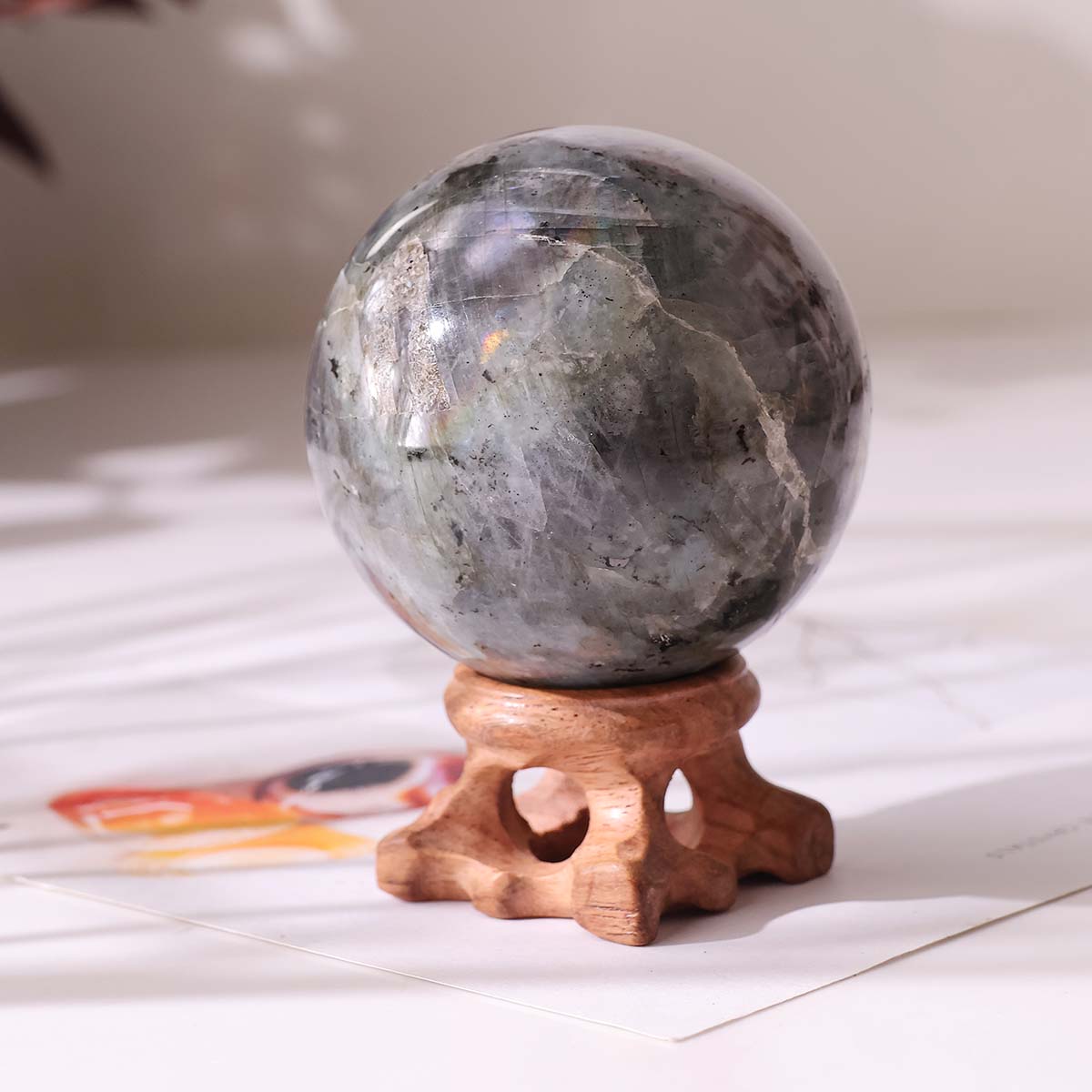 White Labradorite Ball (7)