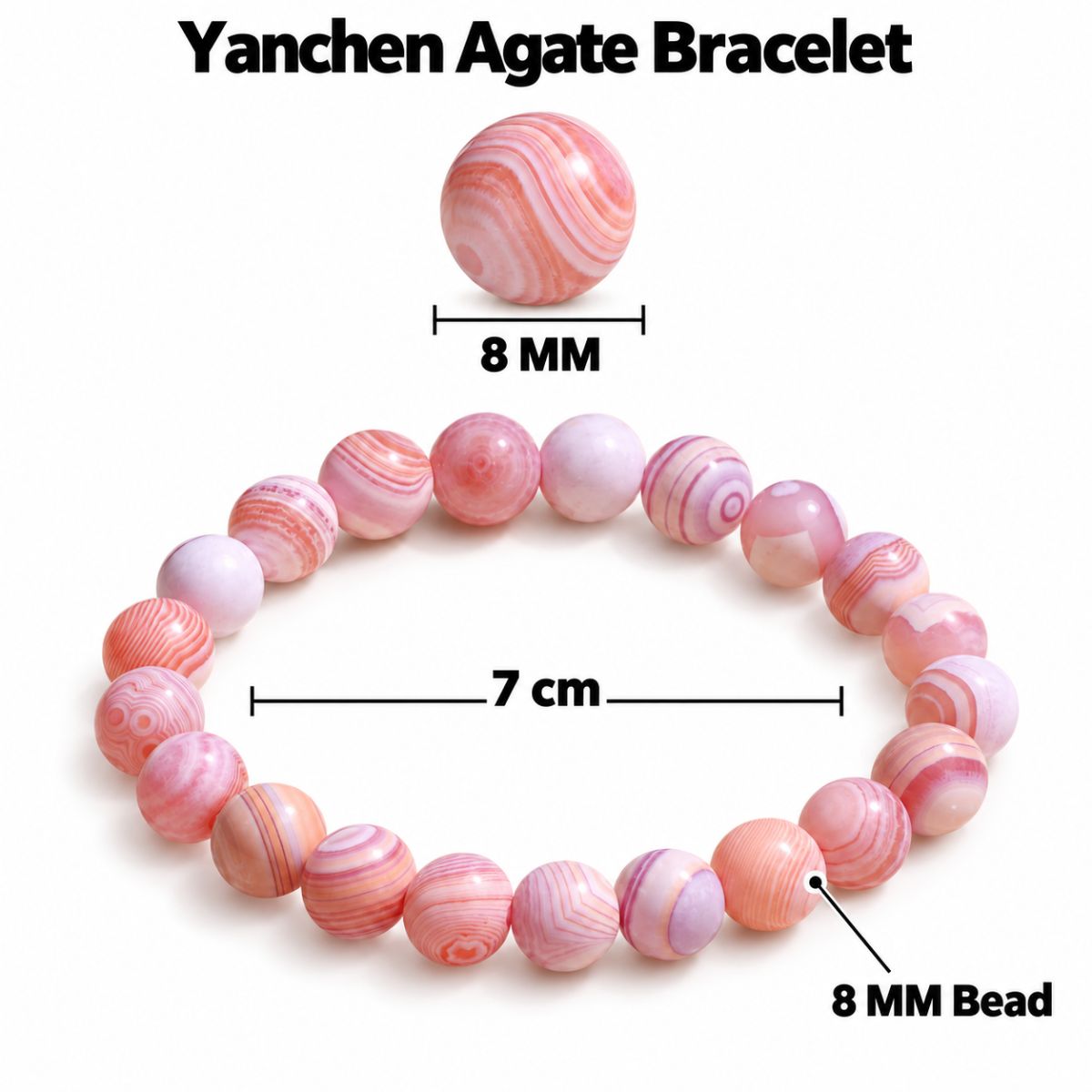 Yanchen Agate Bracelet 8 MM yanchen agate bracelet 8 mm