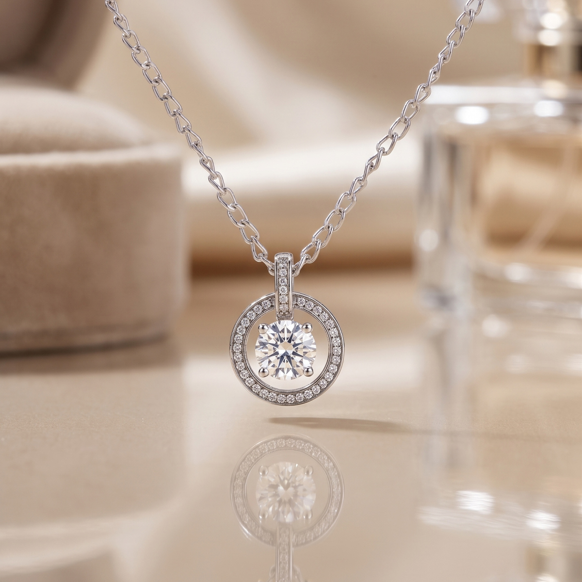 Zircon Round Pendant Silver-Shubhanjali Store (5) zircon round pendant silver