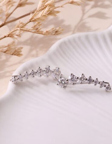 zircon ear climber earring silver