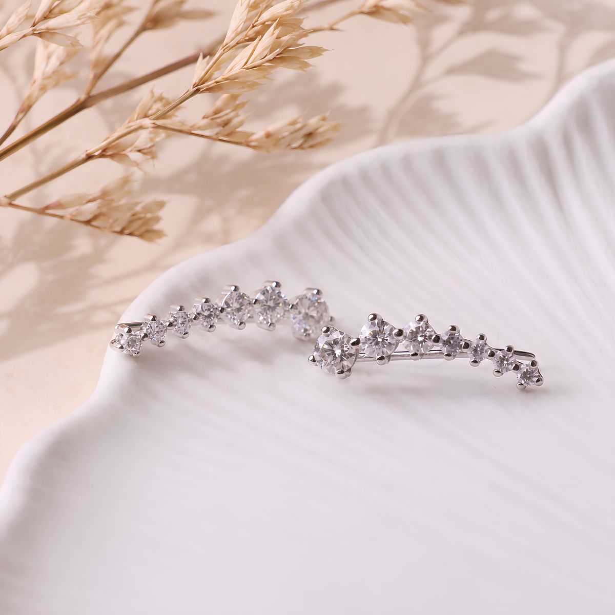 Zircon ear climber-Shubhanjali Store (2) zircon ear climber earring silver