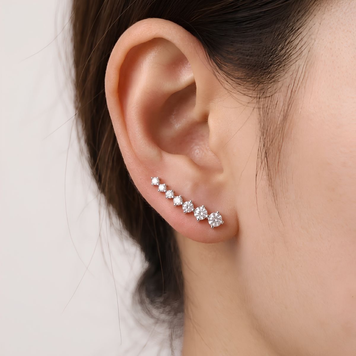 Zircon ear climber-Shubhanjali Store (3) zircon ear climber earring silver