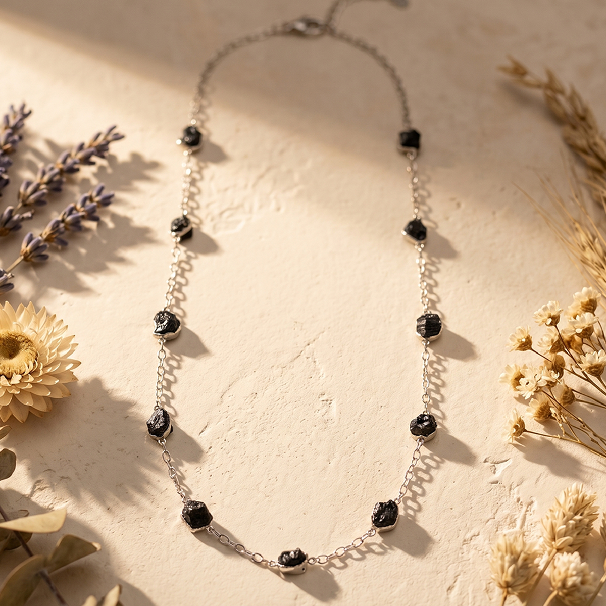 black Tourmaline Raw necklace silver-Shubhanjali Store (2) black tourmaline raw necklace silver