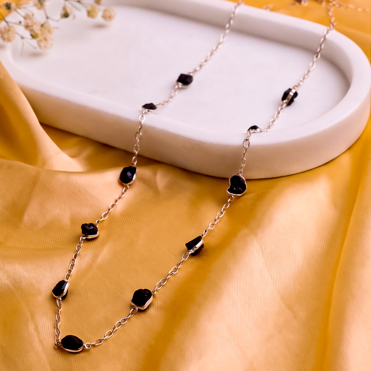 black Tourmaline Raw necklace silver-Shubhanjali Store (3) black tourmaline raw necklace silver