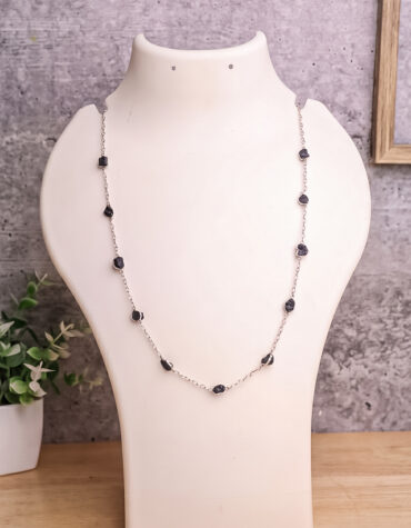 black tourmaline raw necklace silver