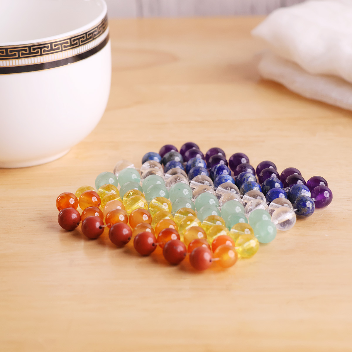 7 Chakra Beads Square coaster-Shubhanjali Store (1) 7 chakra beads square coaster