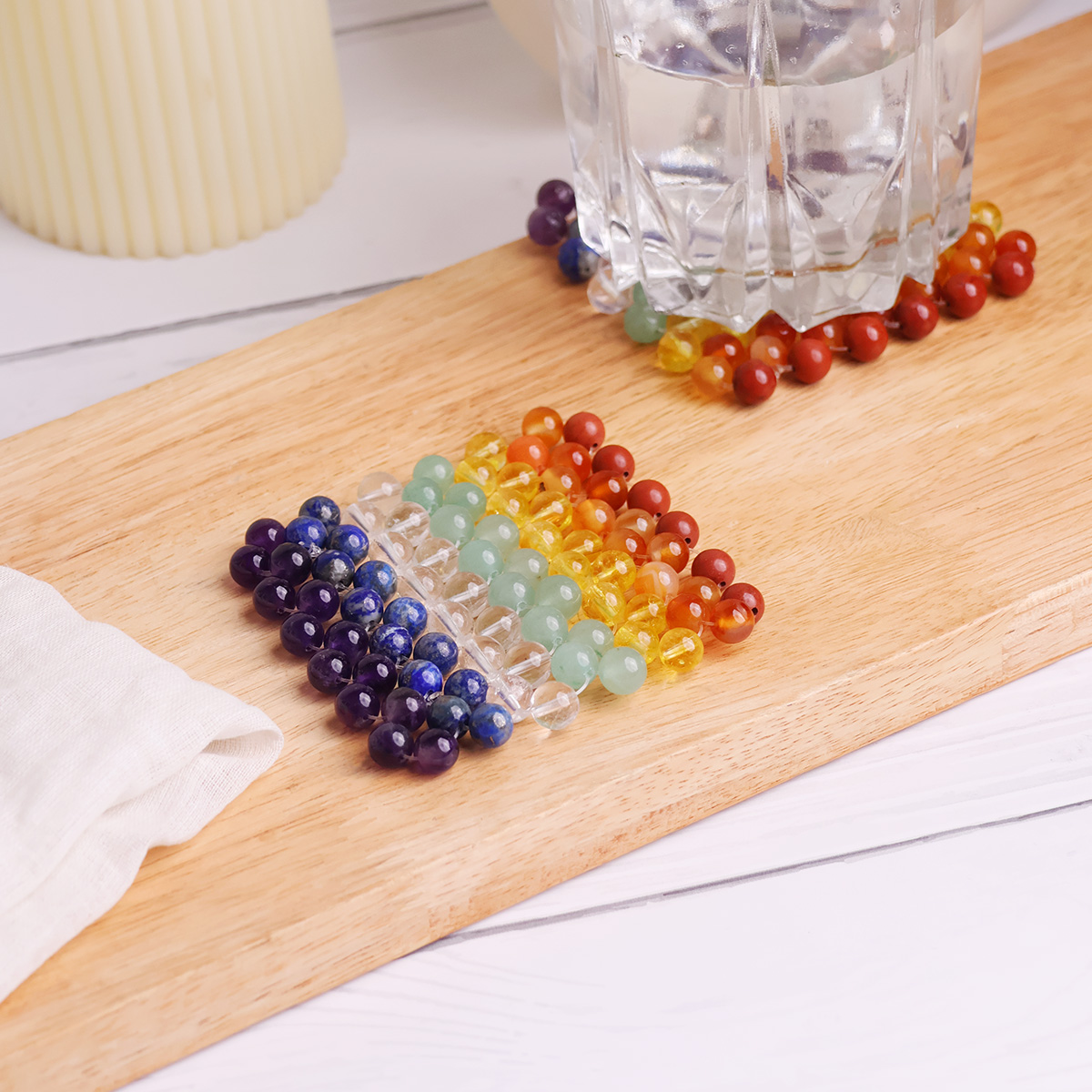 7 Chakra Beads Square coaster-Shubhanjali Store (2) 7 chakra beads square coaster