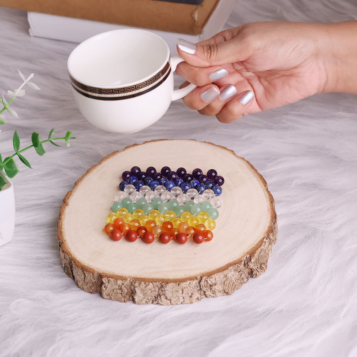 7 Chakra Beads Square coaster-Shubhanjali Store (3) 7 chakra beads square coaster