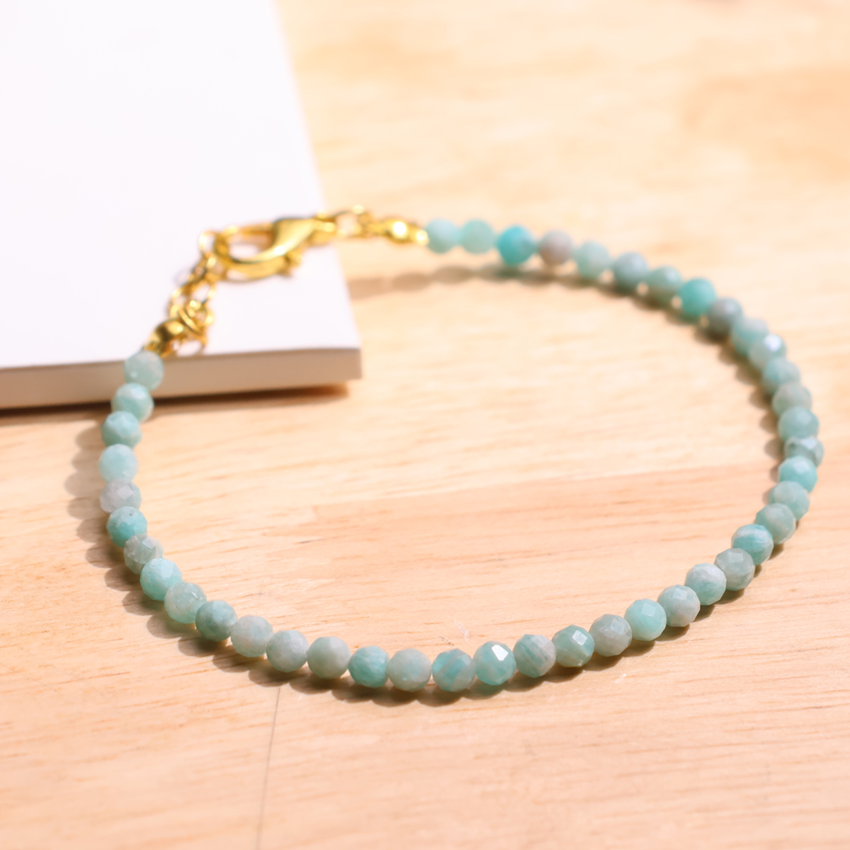 Amazonite Faceted Chain Bracelet 4mm-Shubhanjali Store (4) amazonite faceted chain bracelet 4mm