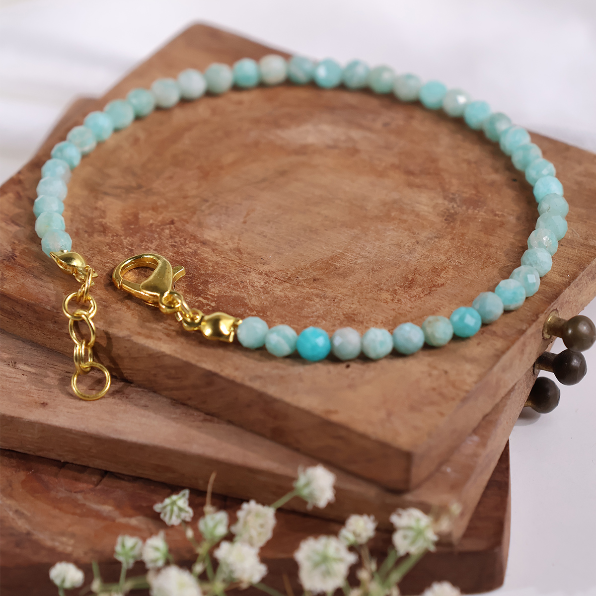 Amazonite Faceted Chain Bracelet 4mm-Shubhanjali Store (6) amazonite faceted chain bracelet 4mm